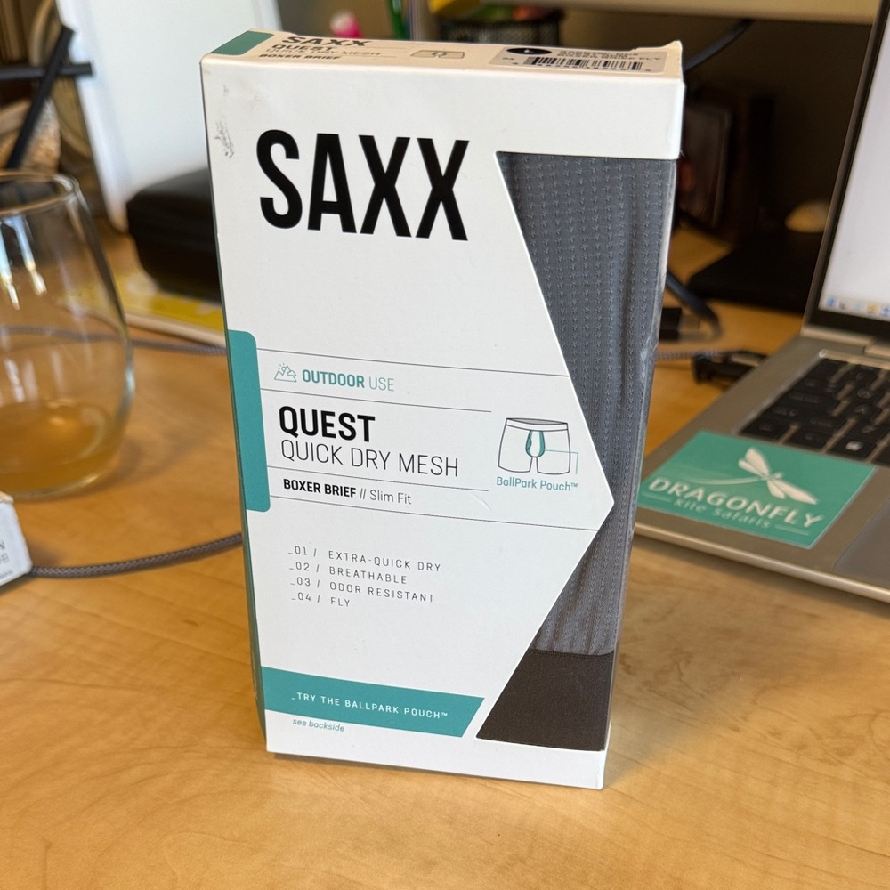 SAXX Quest Quick Dry Mesh Boxer Brief - Gray